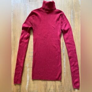 Express Rib Knit Turtleneck Sweater Women’s Dark Red Ruby